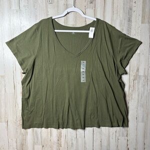 Old Navy EveryWear V-neck T-shirt Olive Green V-Neck Women's Top Size 3X NWT!